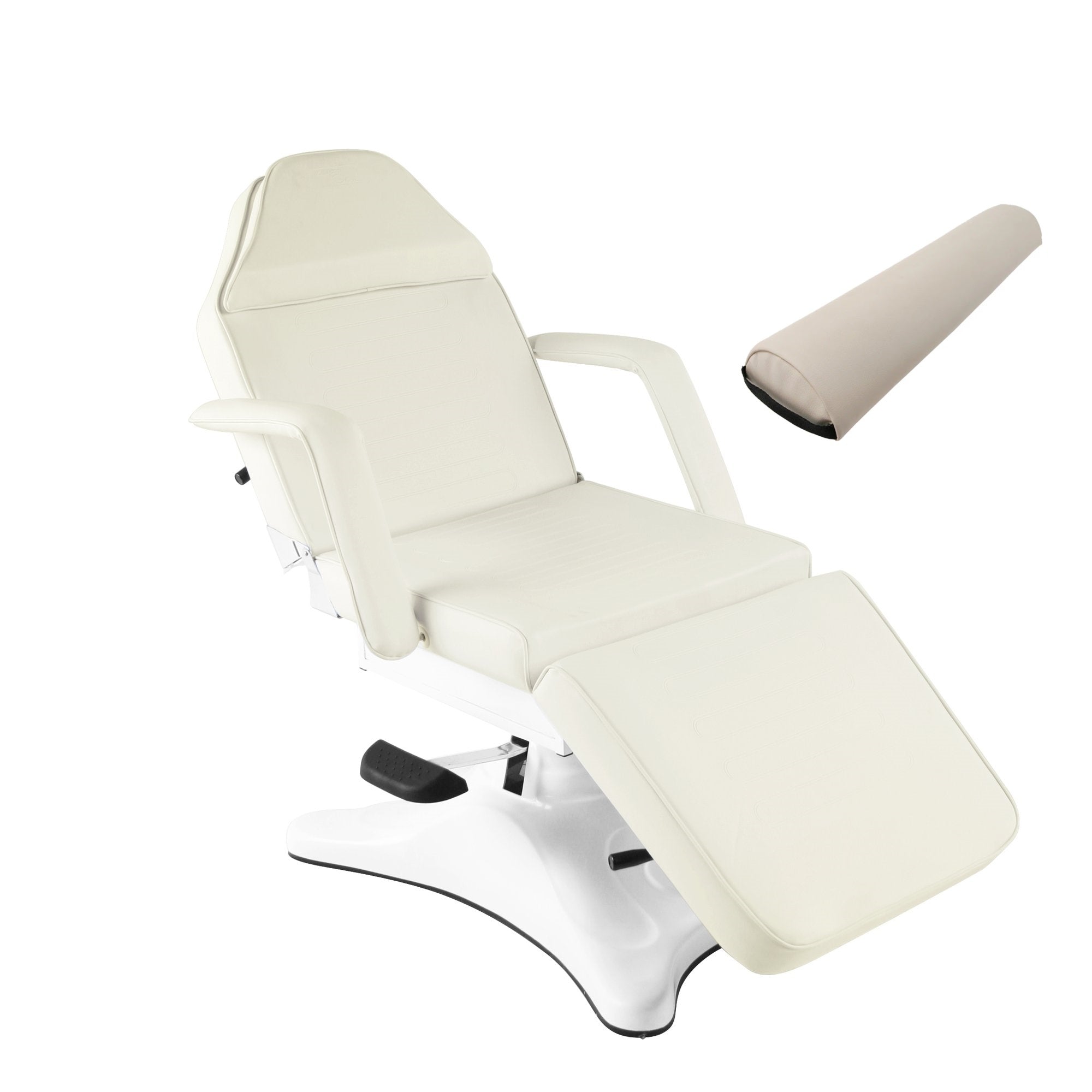 Comfort Soul HYDRAULIC PRO Facial Chair/Bed with armrests and rolled cushion, white.