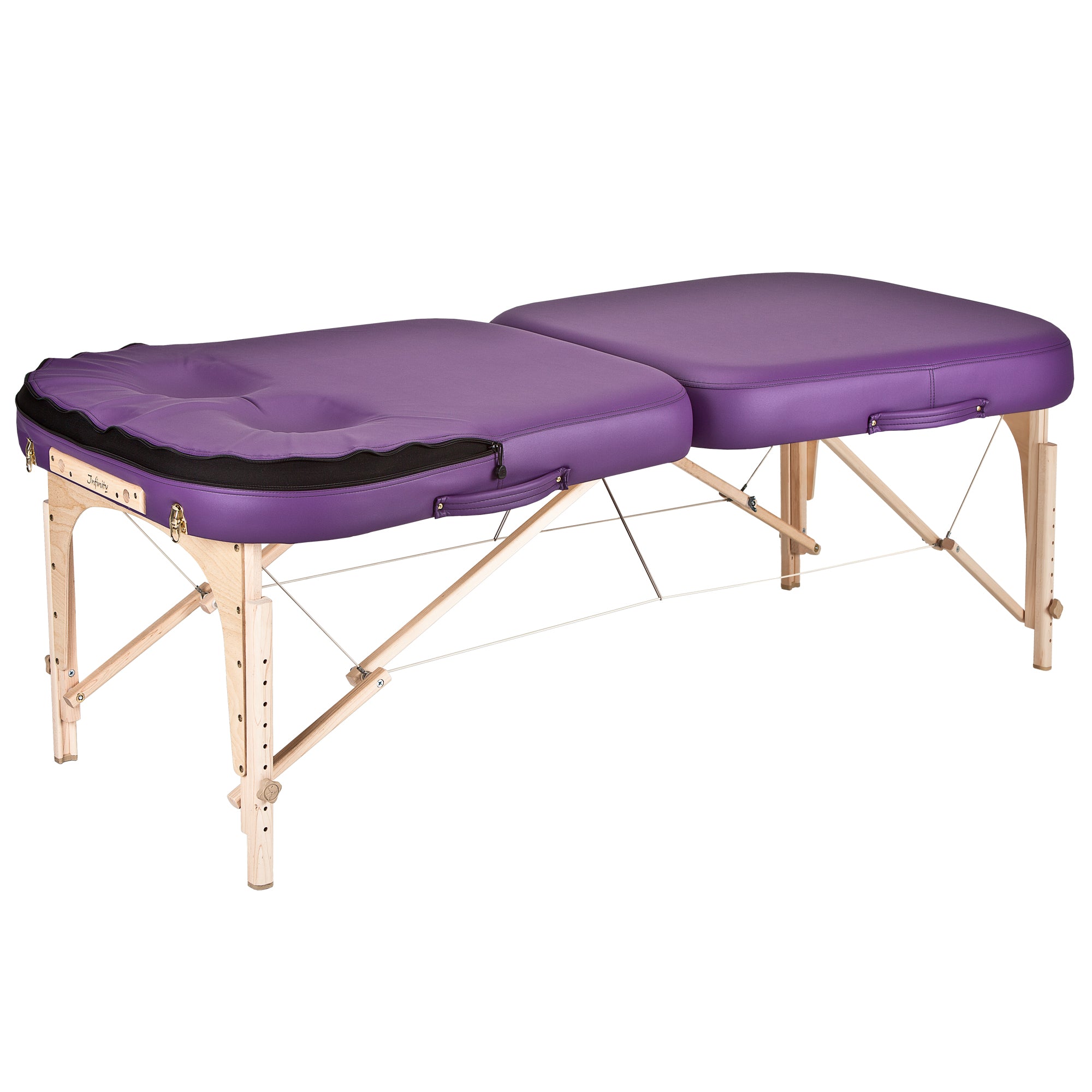 EarthLite INFINITY CONFORMA massage table package with folding wooden legs.