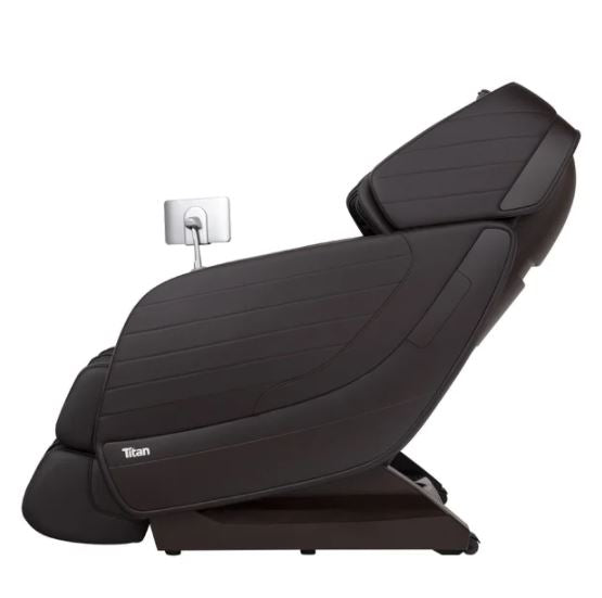 Side view of the Titan JUPITER LE Premium Electric Massage Chair with armrest tablet holder.