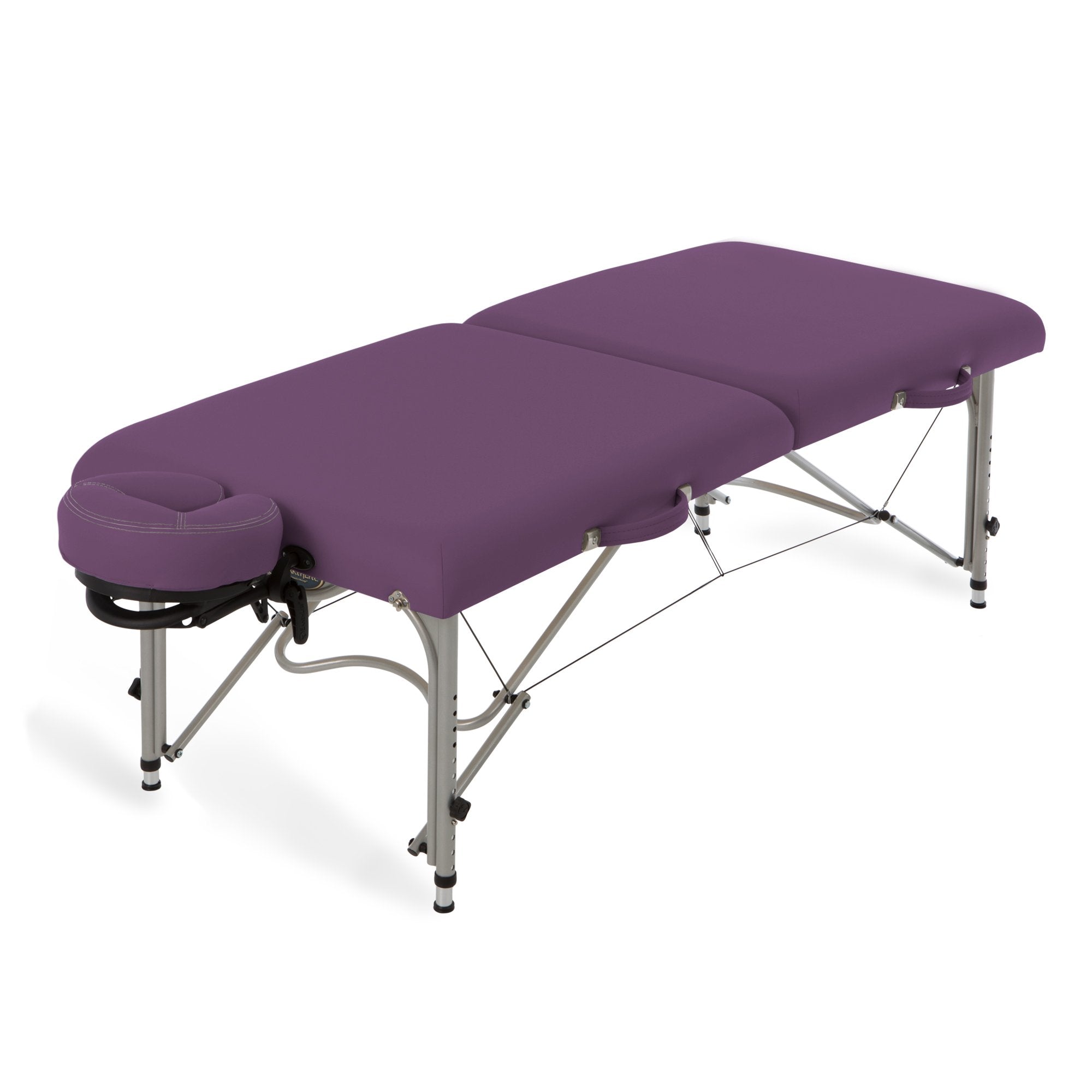 EarthLite LUNA portable massage table with face cradle and Reiki-ready aluminum frame.