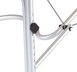 Close-up of EarthLite LUNA table’s adjustable aluminum frame with black plastic knob.