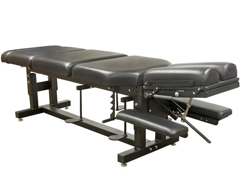 PHS Chiropractic PHS METAL Max Drop Treatment Table: black, adjustable, padded, metal frame.