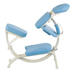 Pisces Pro DOLPHIN II Portable Massage Chair with blue padding and adjustable headrest.