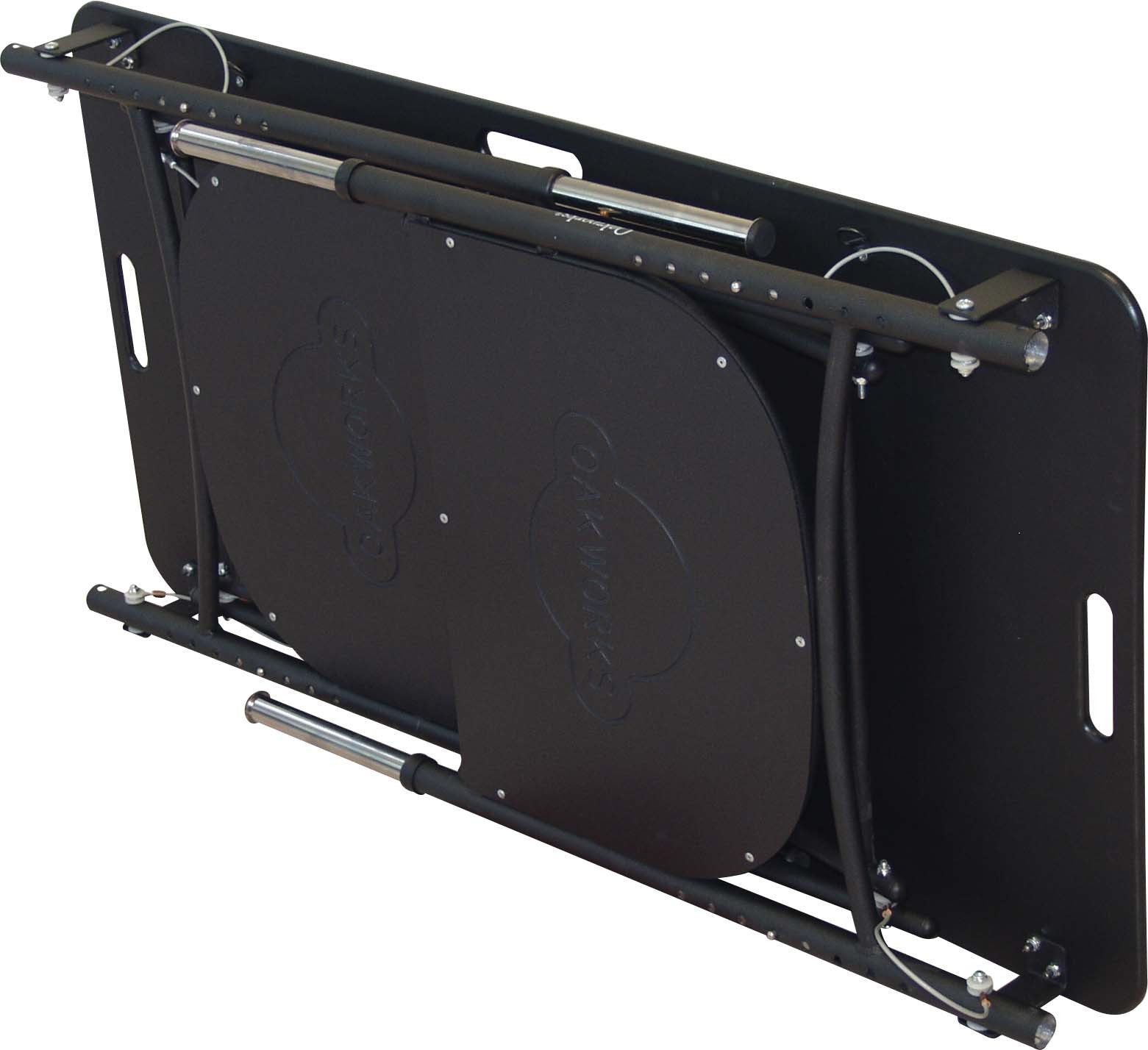 The Oakworks Portable TAPING Table is a black folding table ideal for athletic trainers on the go.