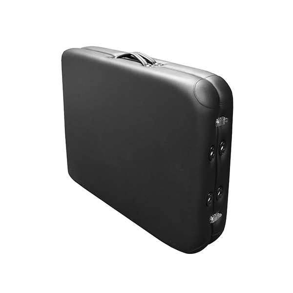 A black case with rounded edges, like the PHS Medical Portable Aluminum Treatment Table.