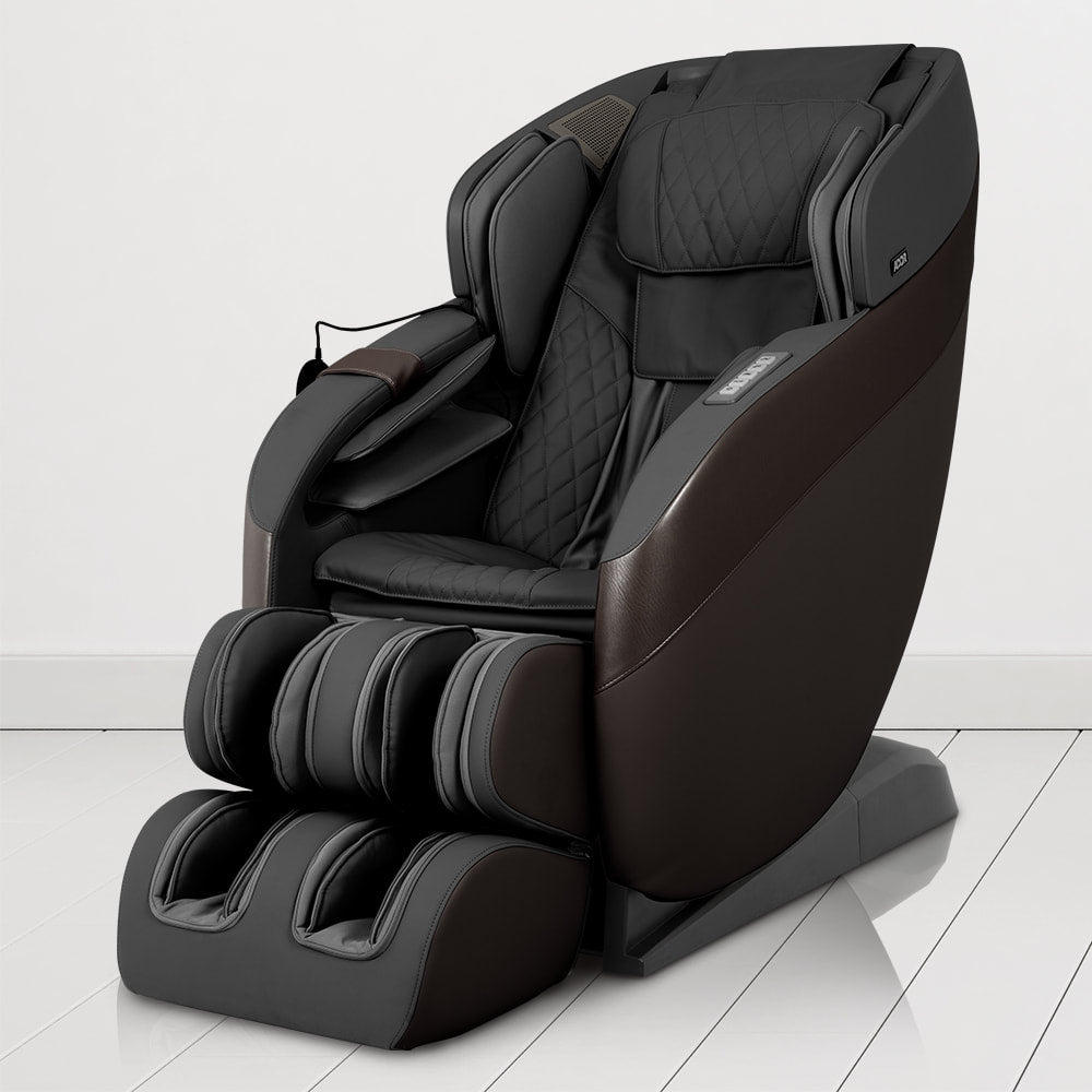 Ador AD-Infinix black-brown massage chair with padded rests and body scan system.