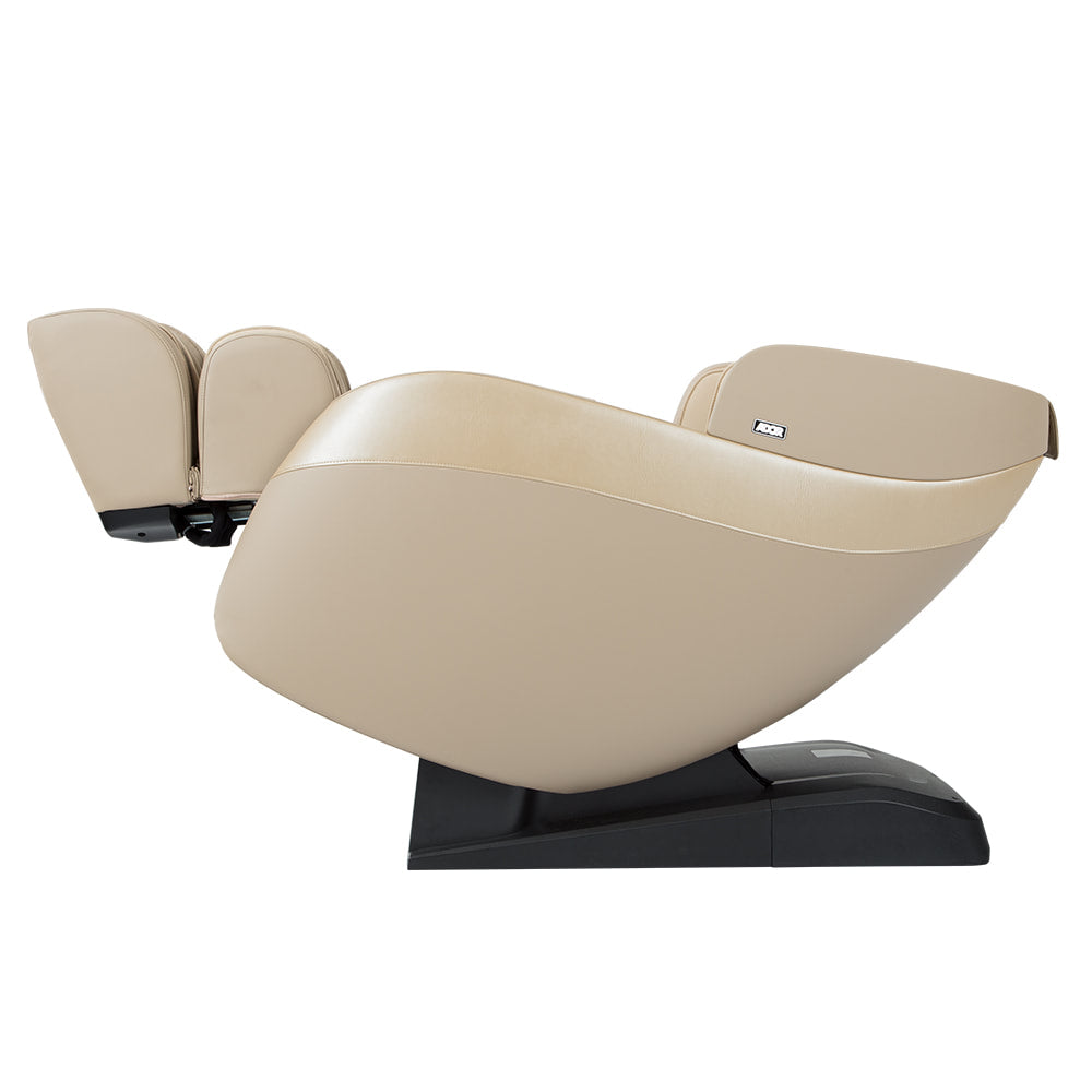 Ador AD-Infinix massage chair, beige SL-track model with black base, side view on white.