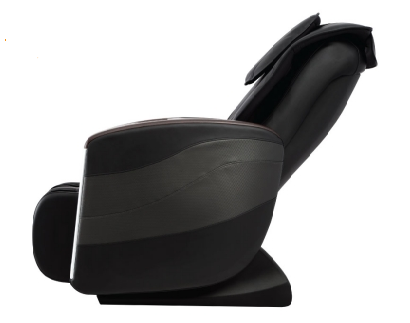Side view of the Apex V2 Vending Massage Chair by Apex with padded armrests and footrest.