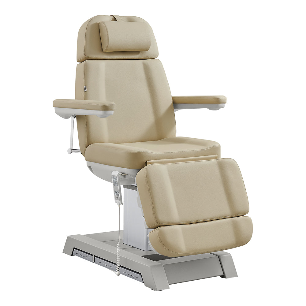 DIR Sydney Medical Chair: 4 motors, foot & hand remote, beige, adjustable for exams or spa use.