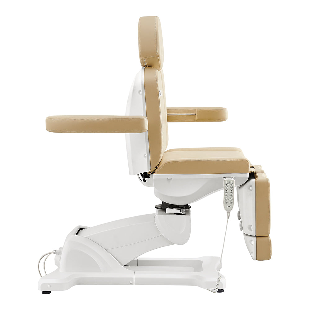 DIR Libra II Full Medical Electric Procedure Chair in Beige, side view with control panel.