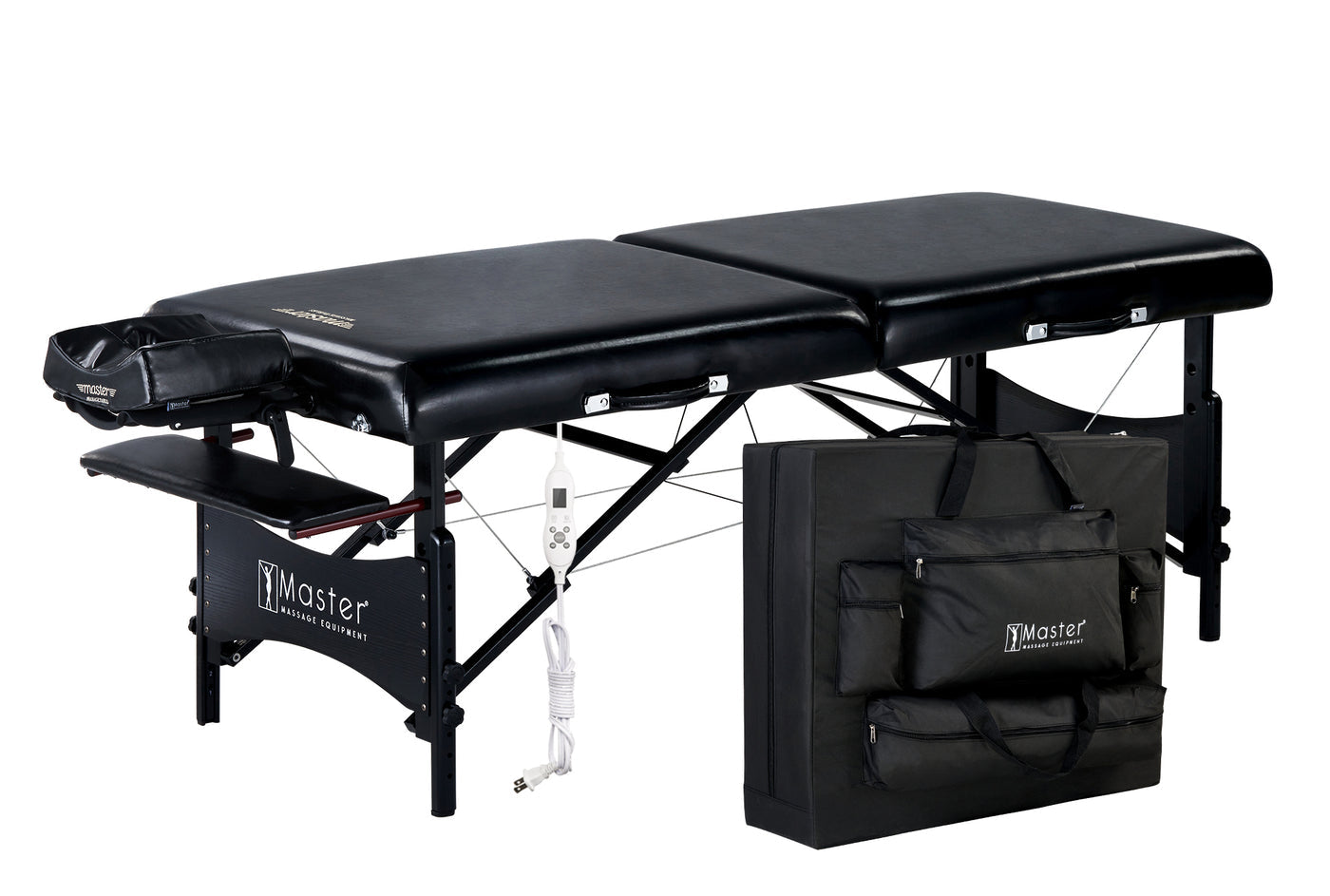 Master Massage GALAXY Therma-Top Portable Table with memory foam, face cradle & case shown.