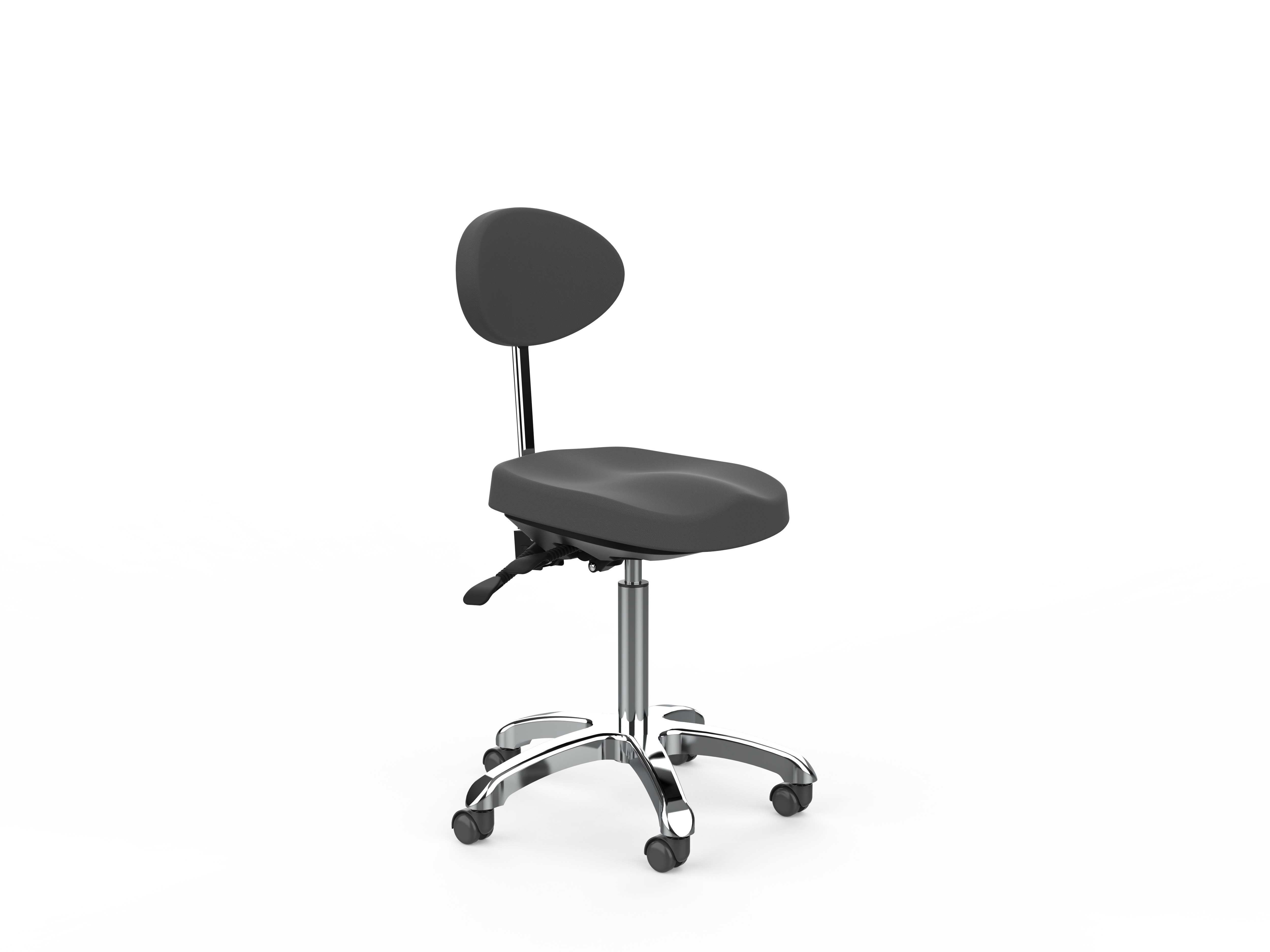 Silverfox America 1025E Beauty Stool—ergonomic rolling stool with backrest and wheels.