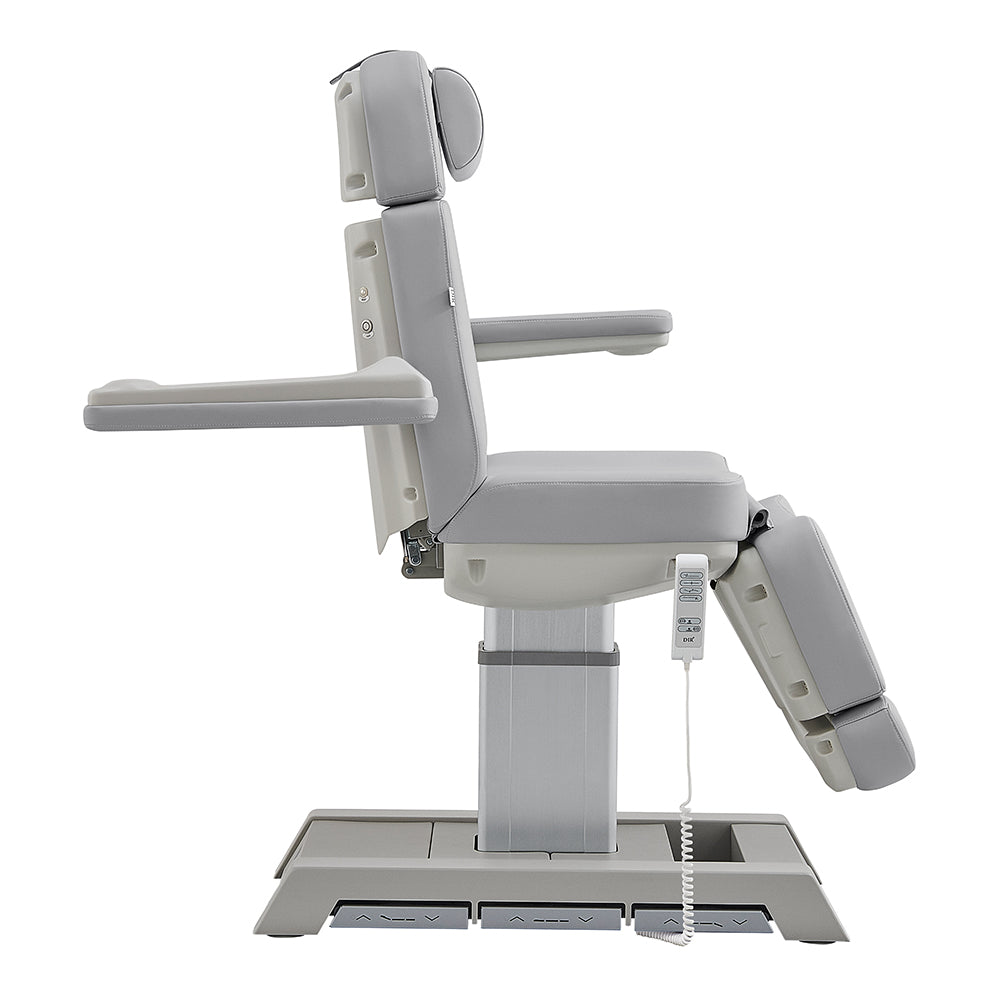 White DIR Sydney Medical Chair with armrests, 4 motors, foot and hand remote.