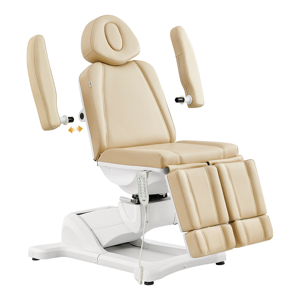 DIR Libra II Full Medical Electric Chair in beige with movable armrests and leg supports.