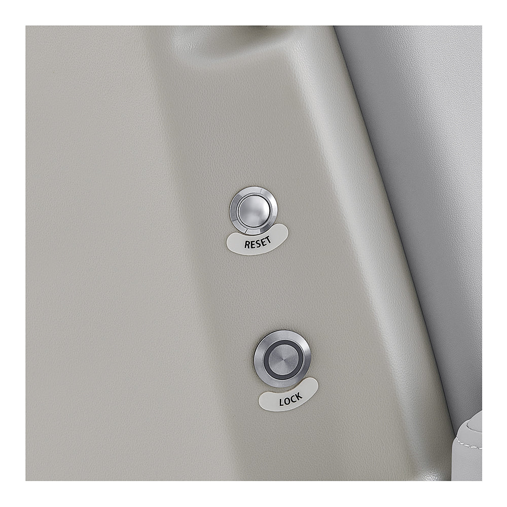 Close-up of RESET and LOCK buttons on DIR Sydney Medical Chair – 4 Motors control panel.