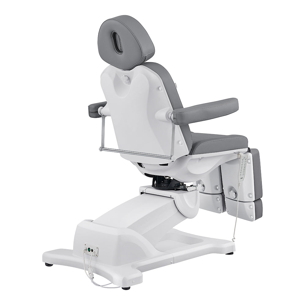 Libra II Full Medical Electric Procedure Chair in gray by DIR, shown from behind.