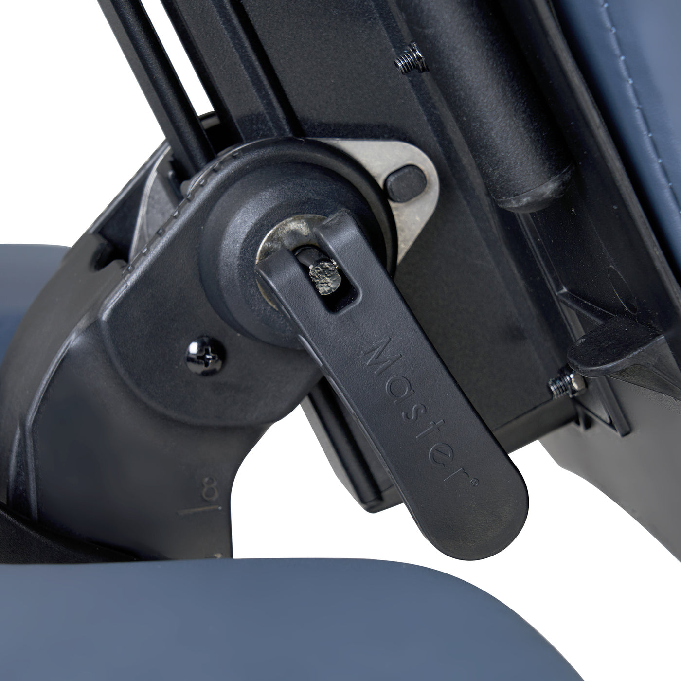 Close-up of adjustable lever on Master Massage RIO Portable Massage Chair.