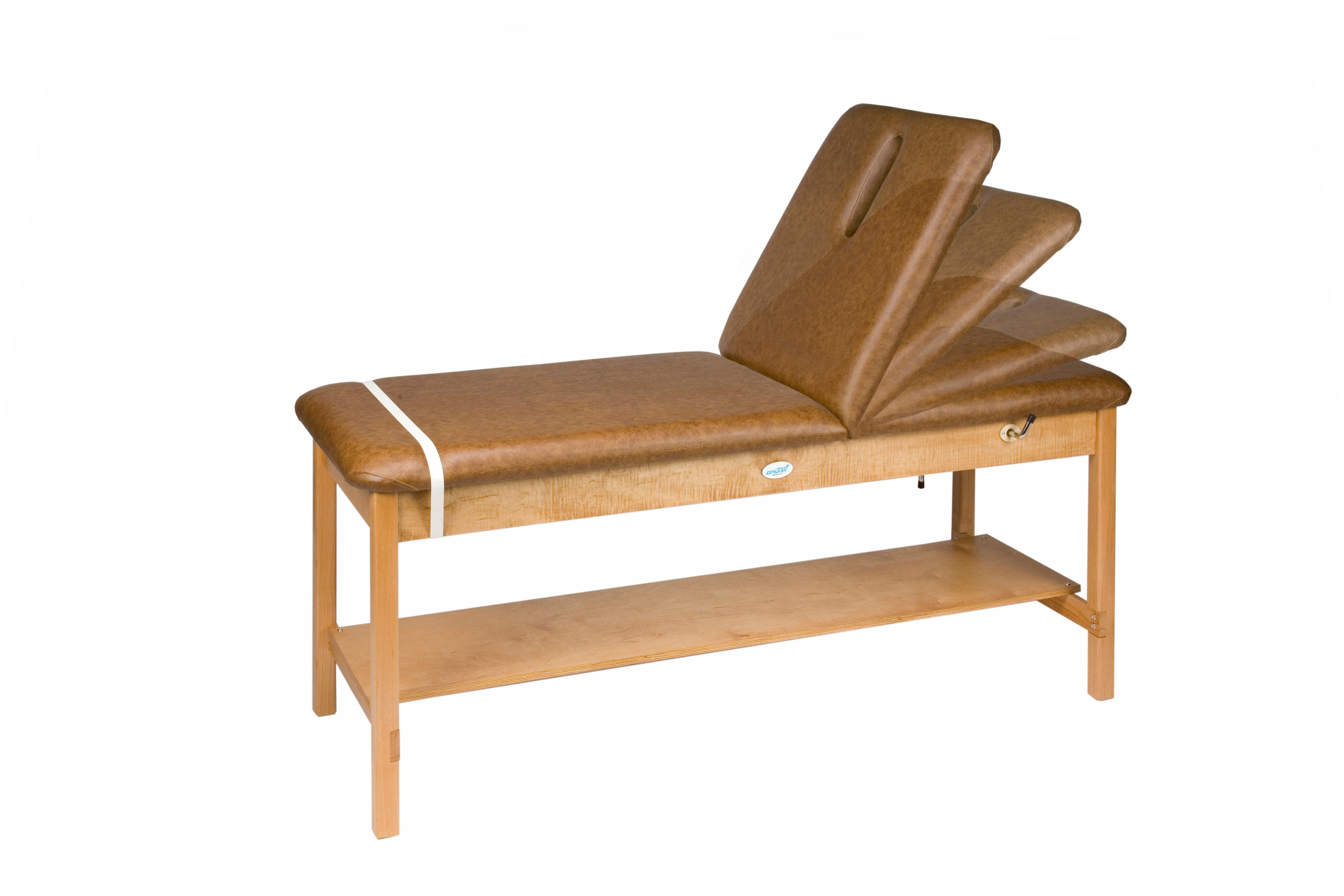 Galaxy Mfg 1989-27TB table with raised backrest and lower wood shelf.