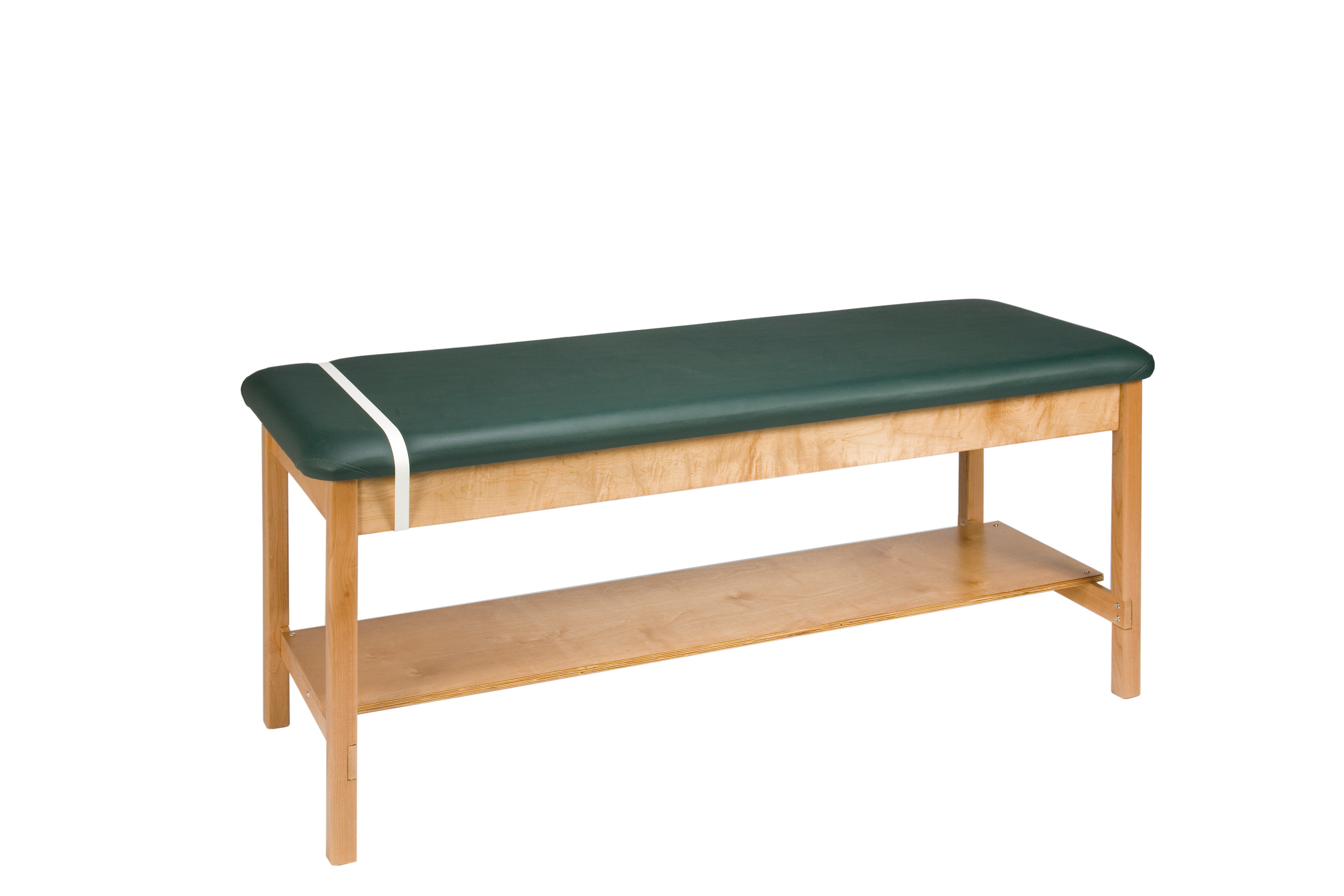 Galaxy Mfg 1989-30-Shelf Treatment Table with green cushion and paper roll for exams.