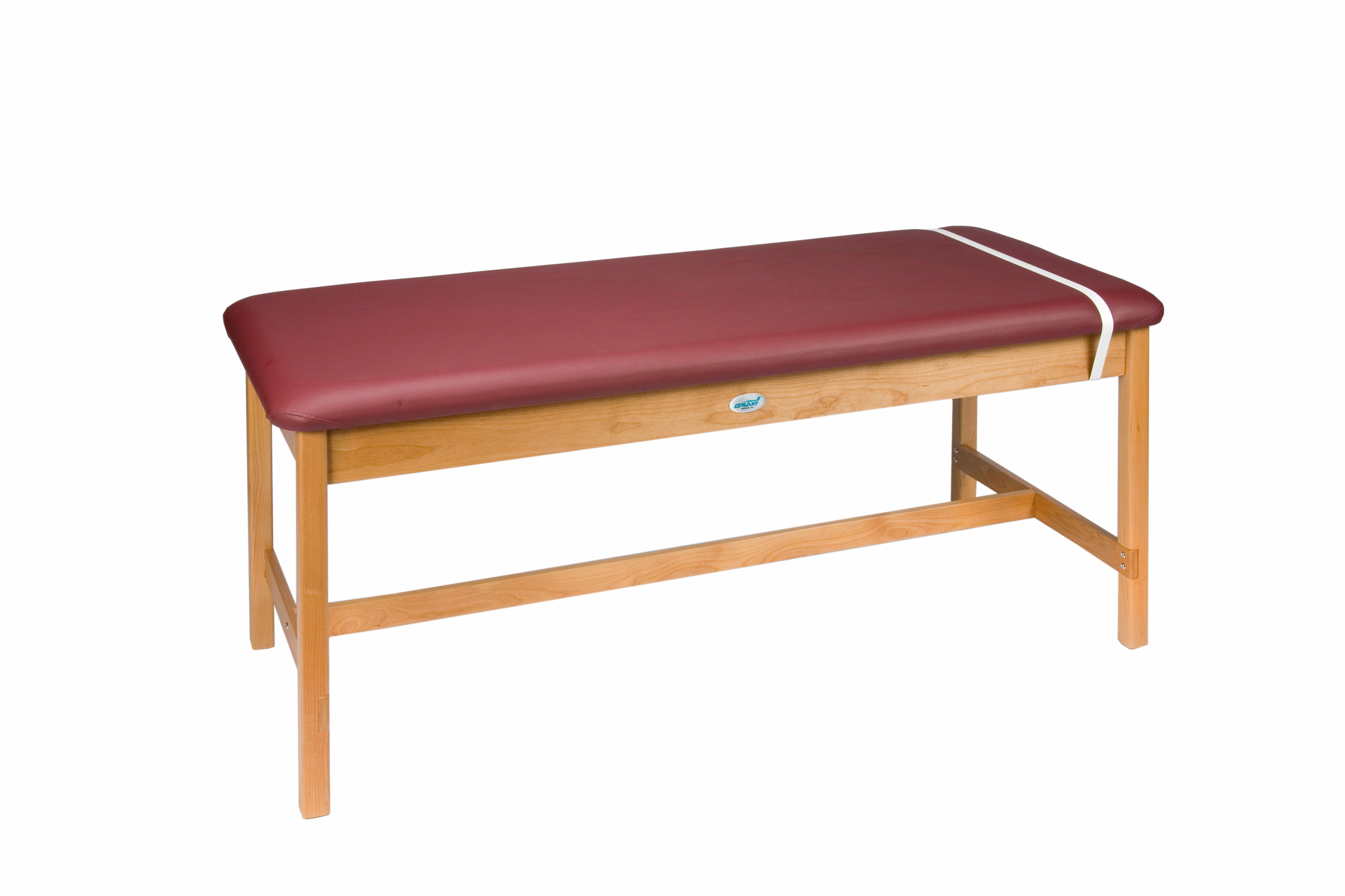 Galaxy Mfg 1989-30-H Table: all-wood frame, maroon high-density foam top.