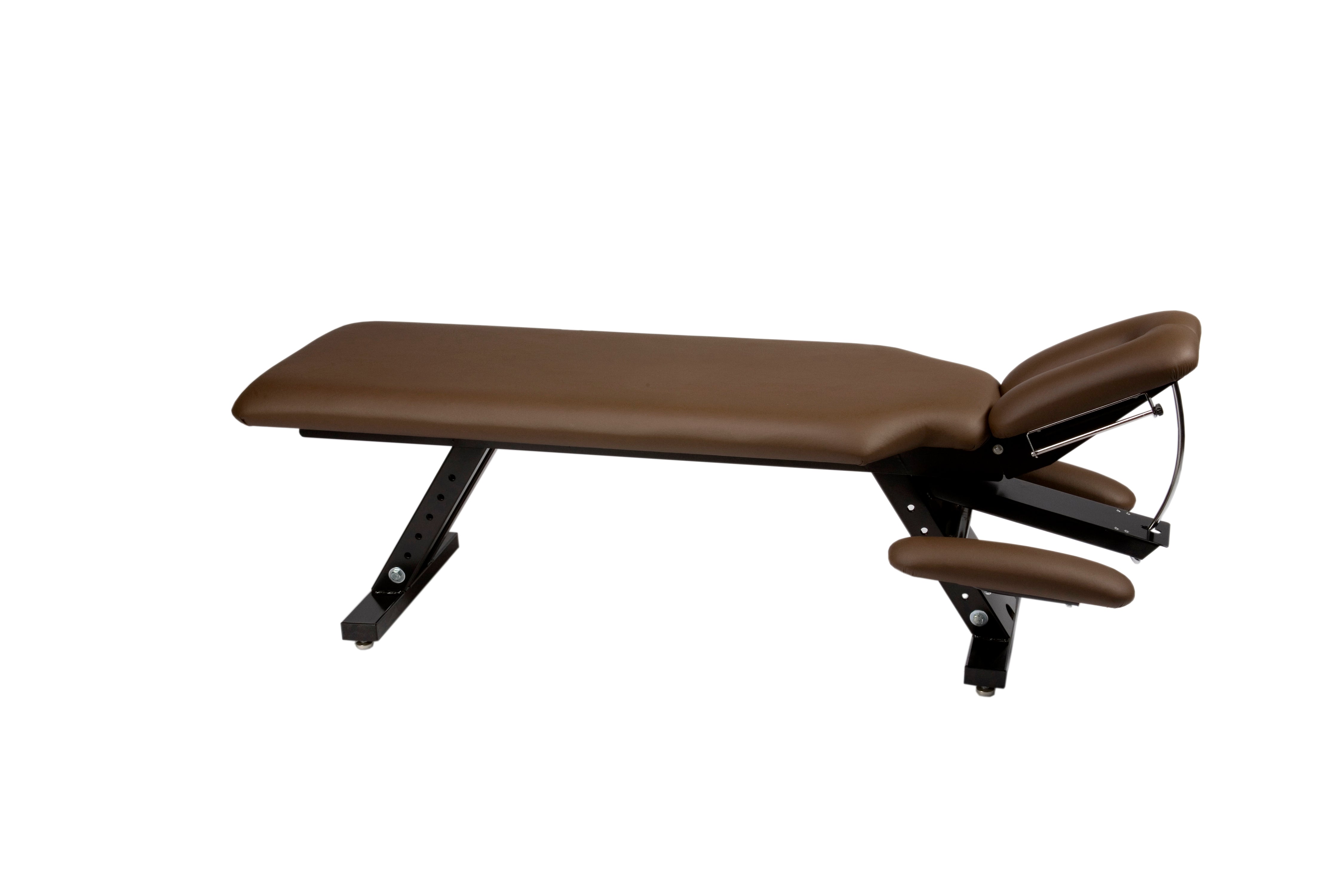 Galaxy Mfg 1996-CA Chiropractic Adjustable Table with Arm Rest on a white background.