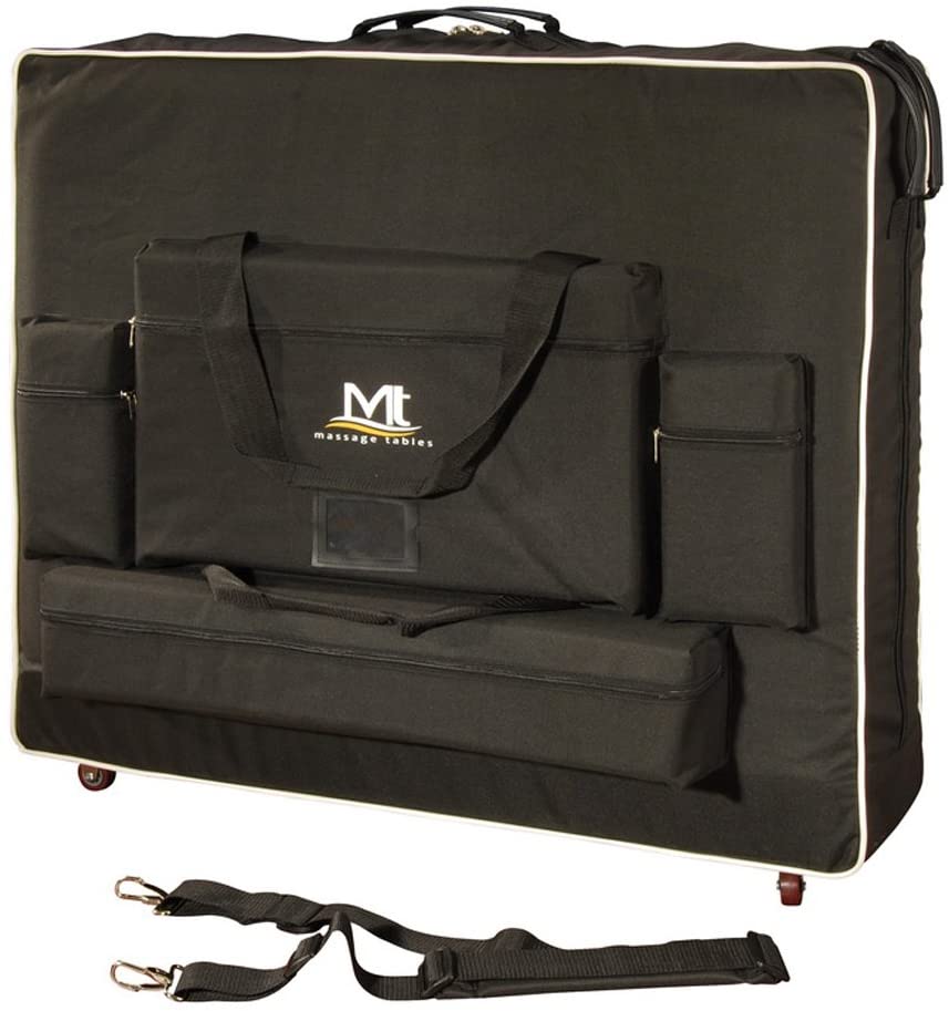 Black carrying case with handles and wheels, featuring a visible brand logo, on a white background.