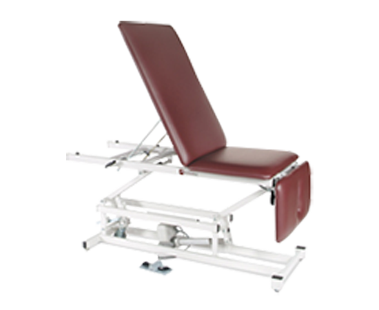 Armedica AM-350 3-section treatment table with maroon high-density foam and metal frame.