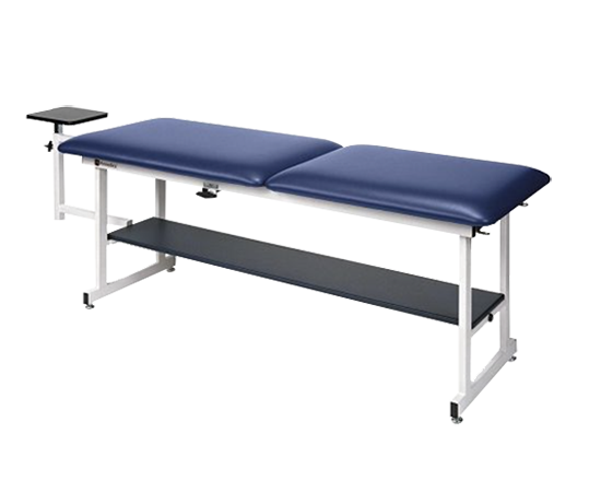 Armedica AM-420 Fixed Height Traction Table with two-section top and adjustable side tray.