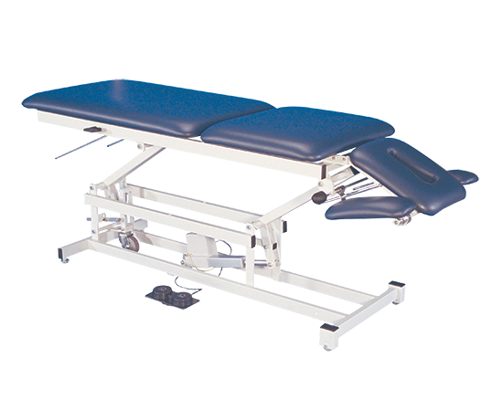 Armedica AM-550 five-section treatment table with heavy-duty blue vinyl upholstery.