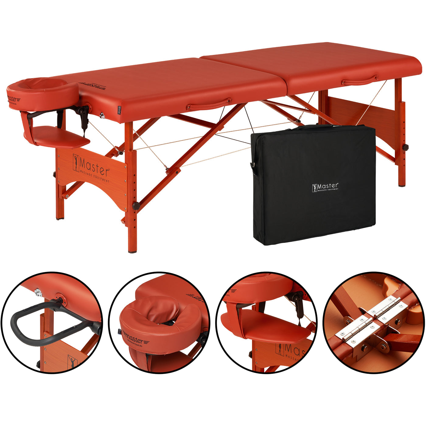 Master Massage FAIRLANE SPORTS table with small cell foam, auto-lock legs, and case.