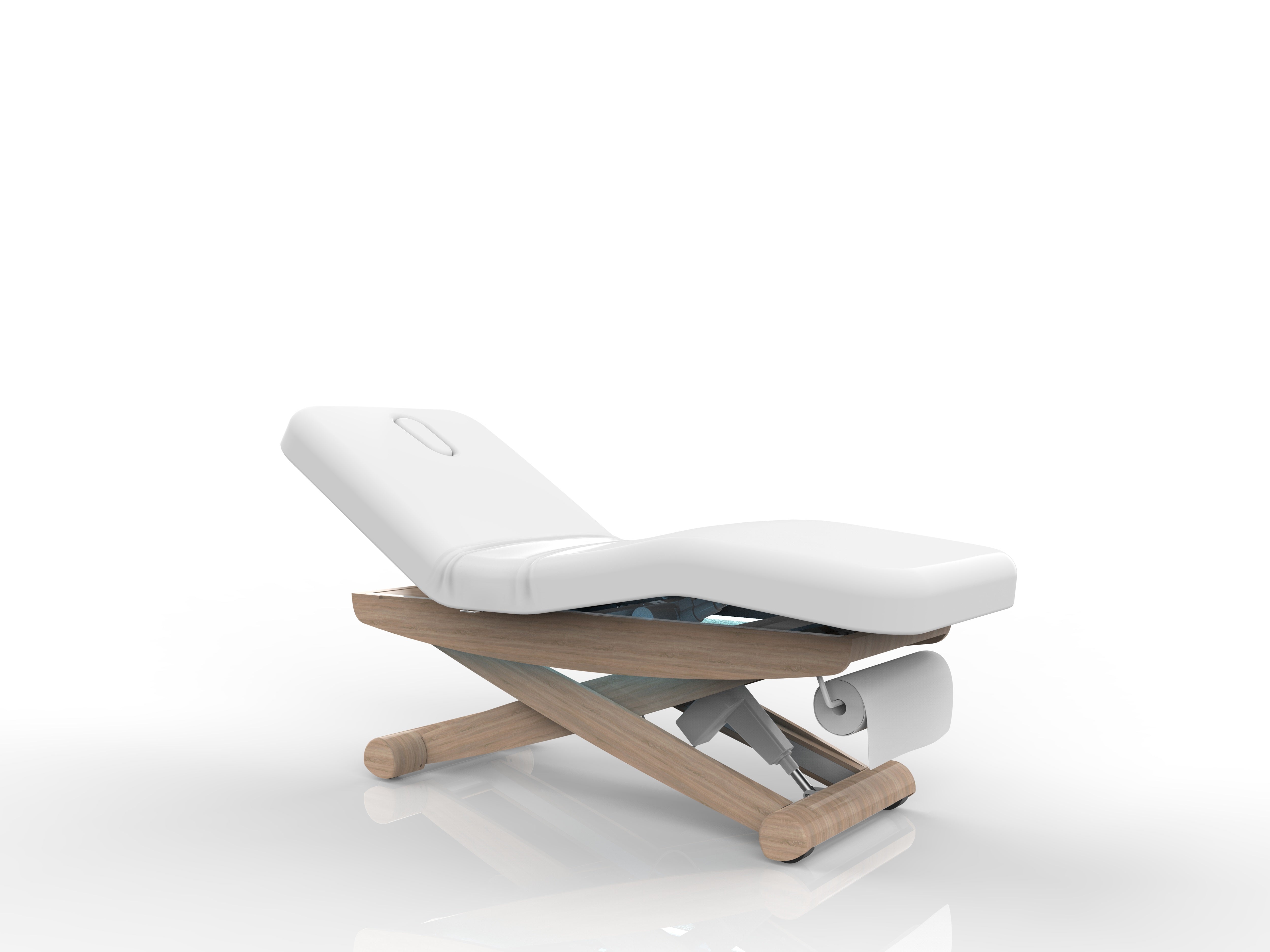 Silverfox America 2256B wooden massage table, adjustable and perfect for spas, on white background.