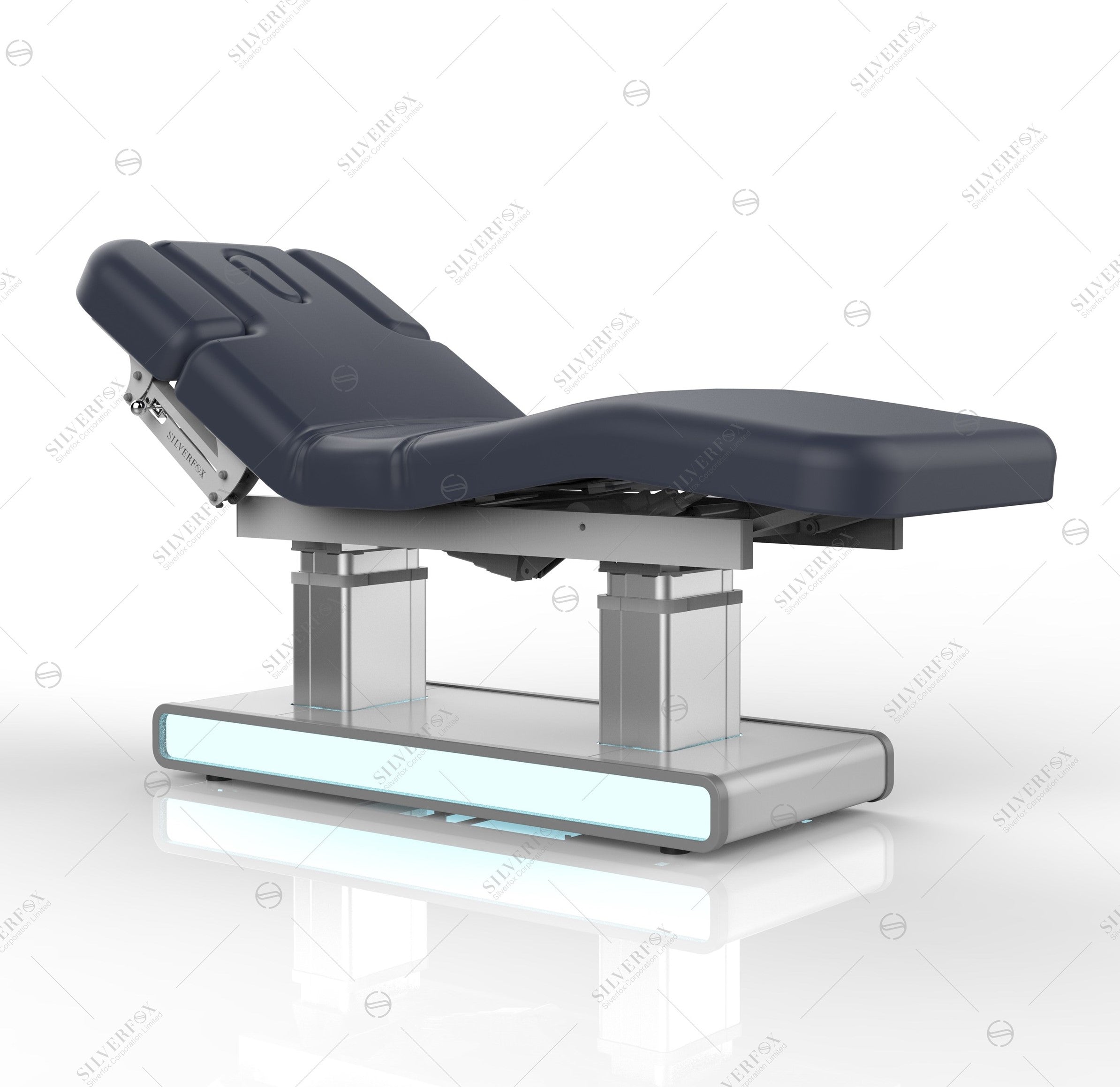 Silverfox America 2275 Electric Massage Table with dark padding and metallic base.