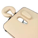 Master Massage Breeze lightweight aluminum massage table with headrest and armrest, top view.