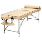 Master Massage Breeze Light Weight Aluminum Table in beige with face cradle and headrest.