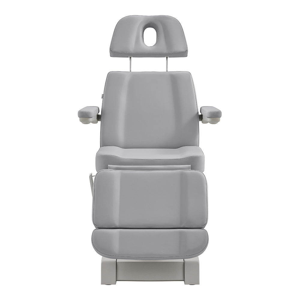 DIR Sydney Medical Chair – 4 Motors, foot & hand remote, gray with padded seat and armrests.