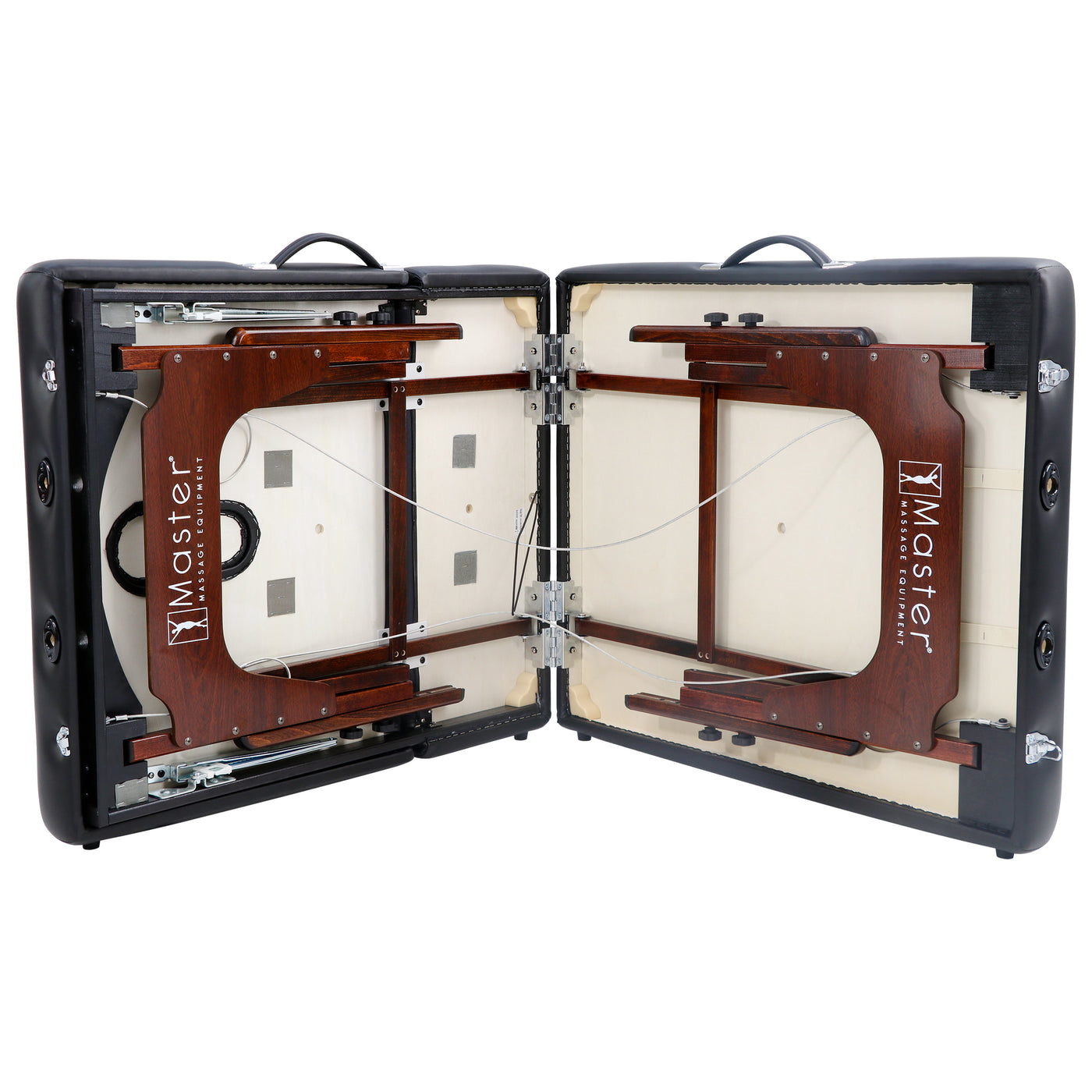 Open case displaying a wooden frame with 'Master' branding on a white background