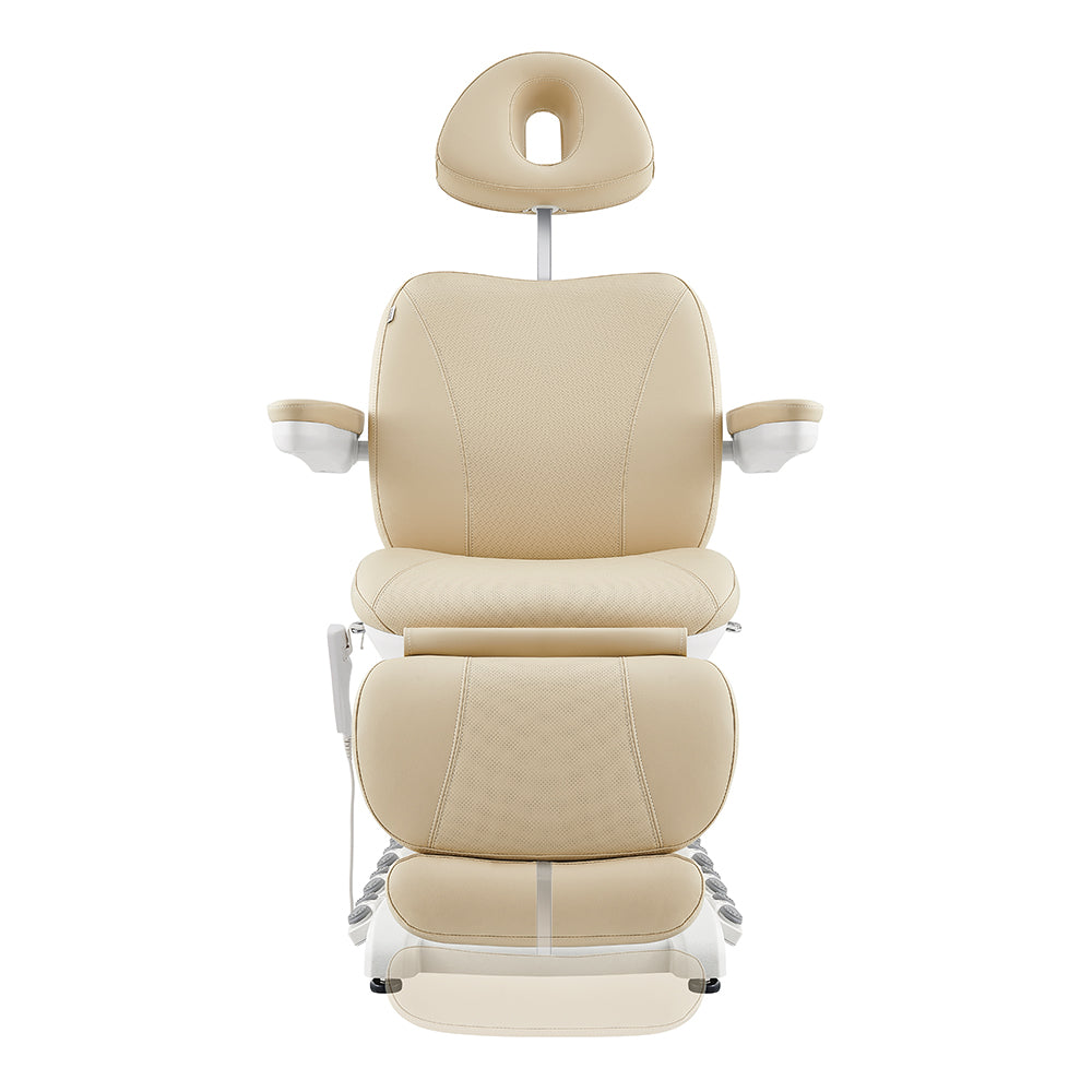 Apollo II Electric Beauty Bed with Thermo Heat by DIR, front view with armrests and headrest.