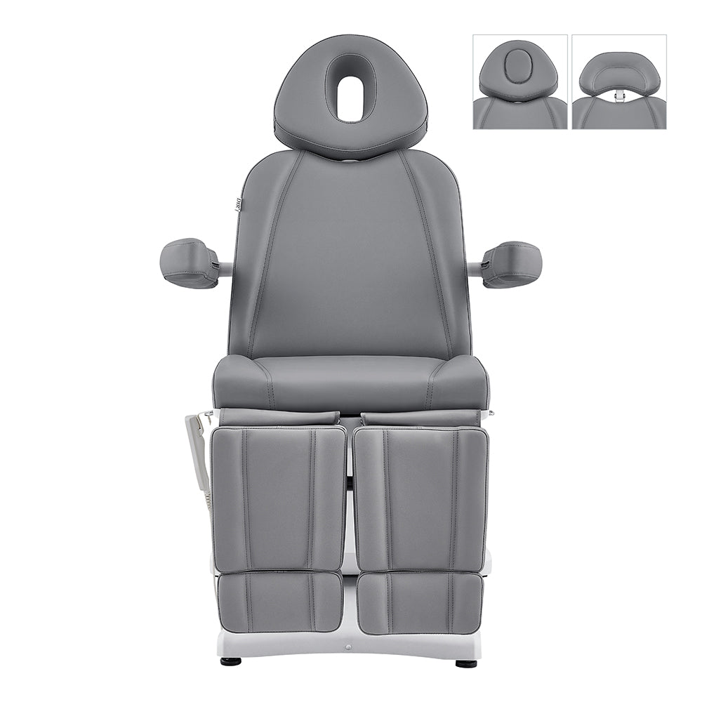DIR Libra II Full Medical Electric Procedure Chair in gray, padded armrests and leg supports.