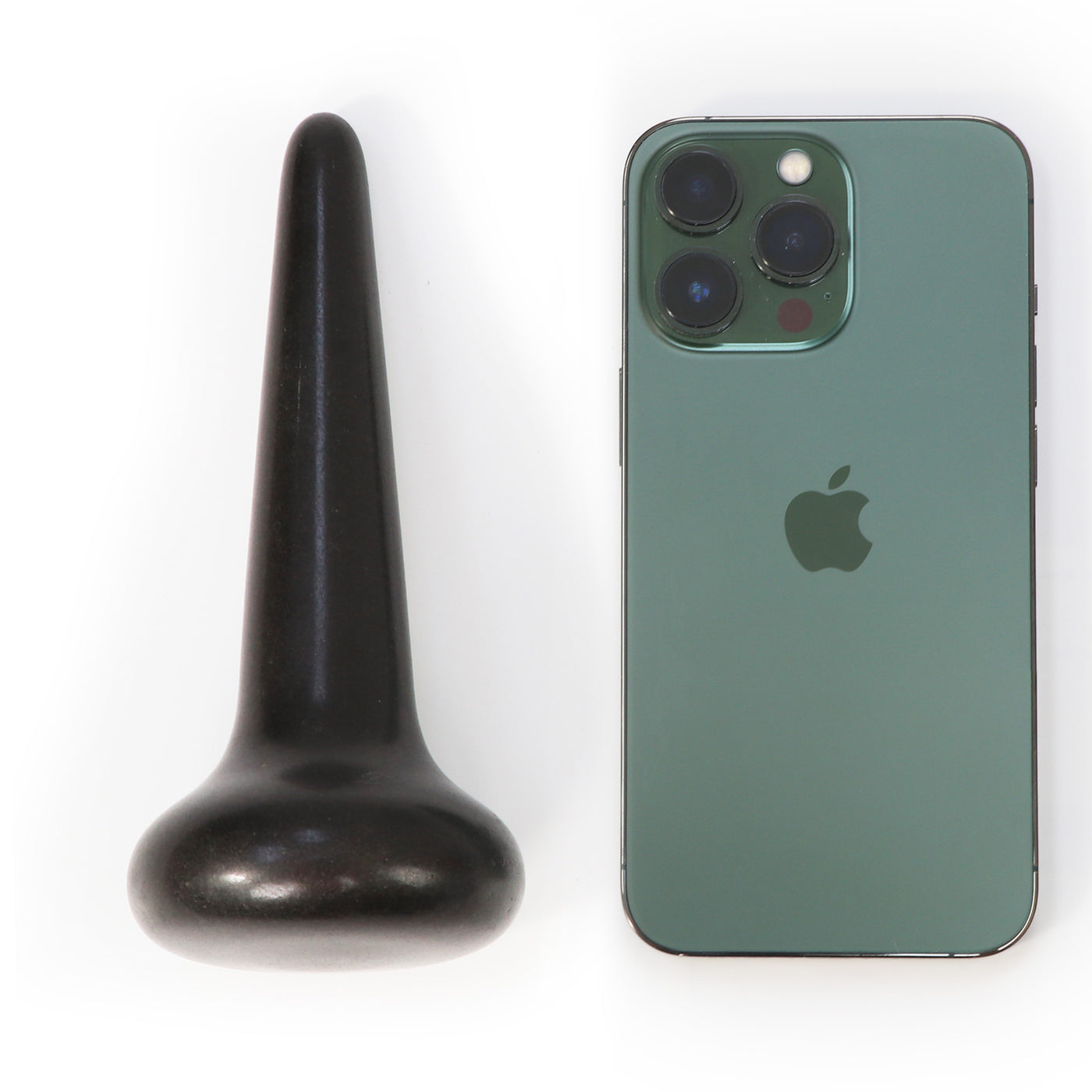 MT Massage Basalt Nail Shape Hot Stone Massage Trigger Point Tool to a green smartphone on a white background