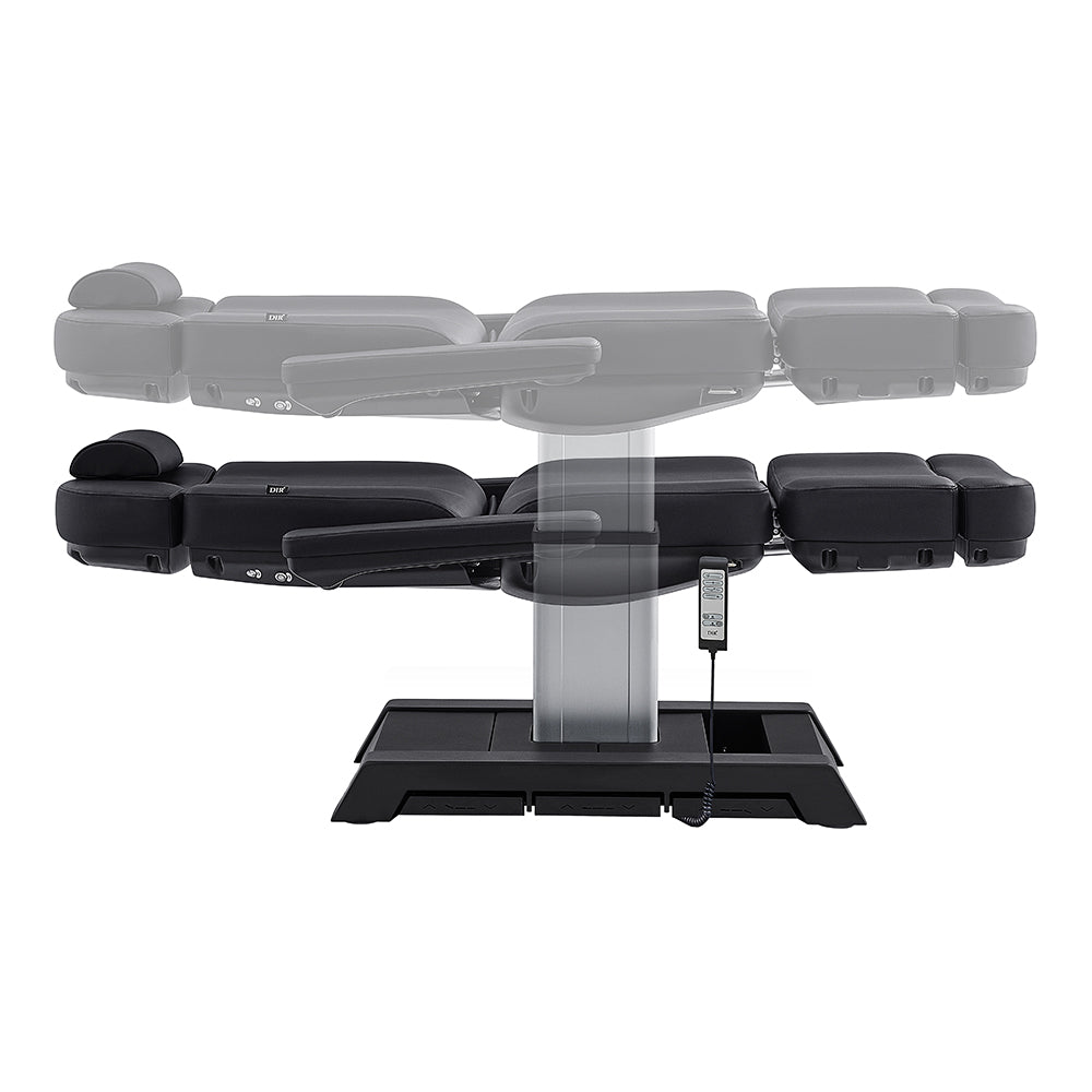 The DIR Sydney Medical Chair – 4 Motors is shown at two different height positions.