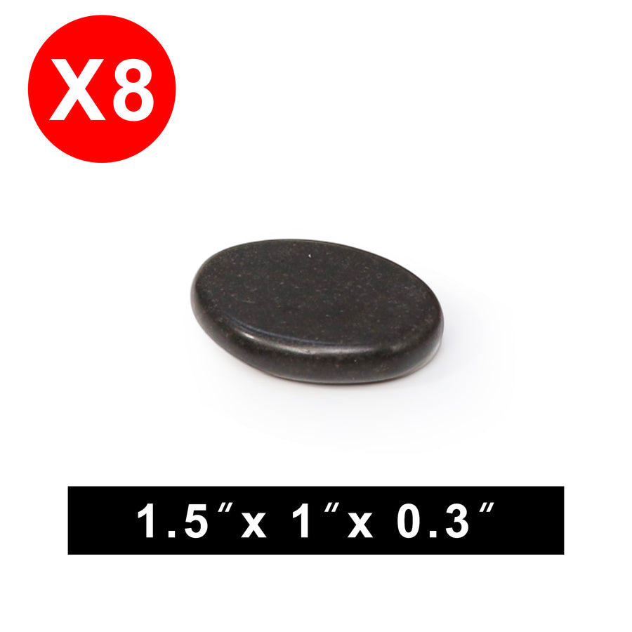Black round object with dimensions 1.5" x 1" x 0.3" and 'X 8' label on a white background