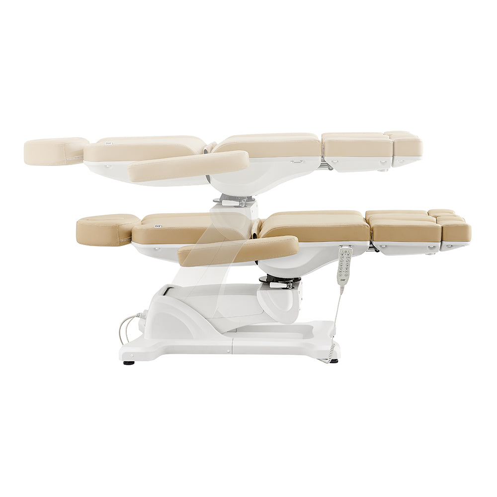 DIR Libra II Full Medical Electric Procedure Chair in Beige, shown in two exam positions.