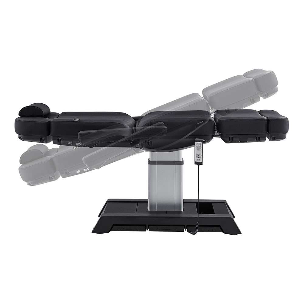 DIR Sydney Medical Chair – 4 Motors, black, side view in multiple reclined positions.