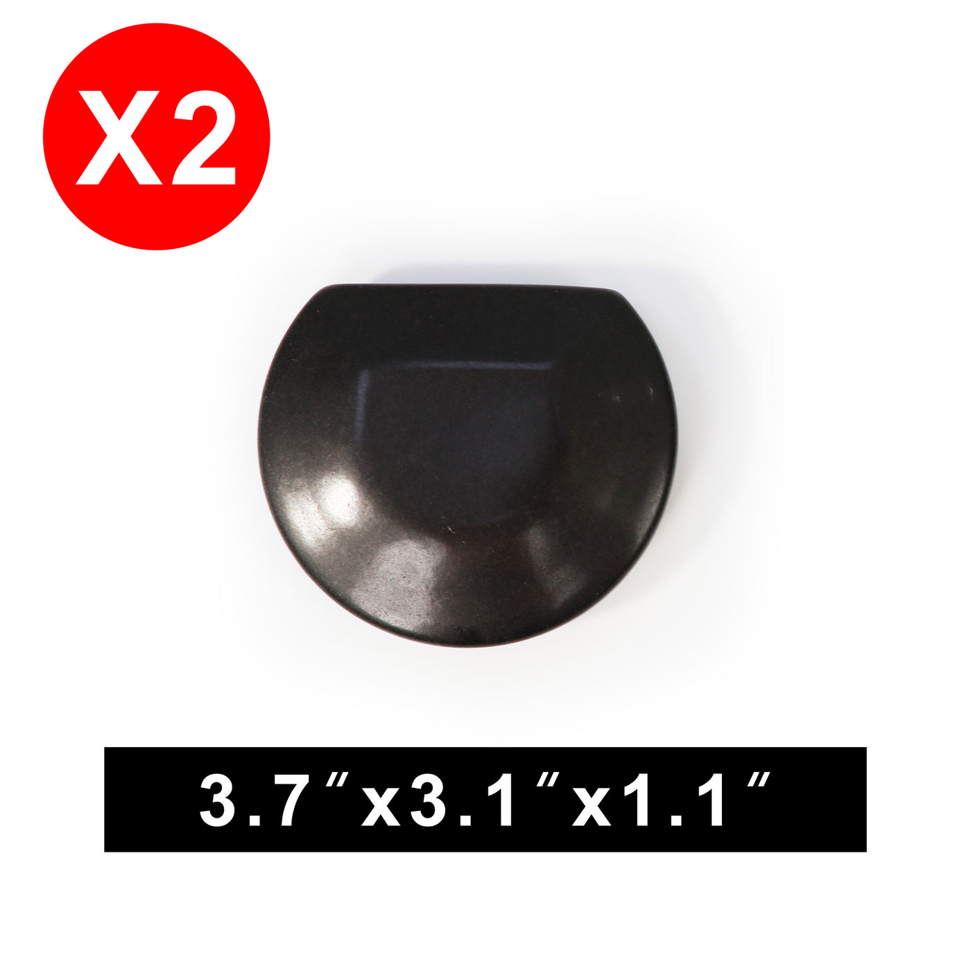 MT Three Quarter 3/4 Round Balsalt Stone Rock with dimensions 3.7" x 3.1" x 1.1" on a white background.