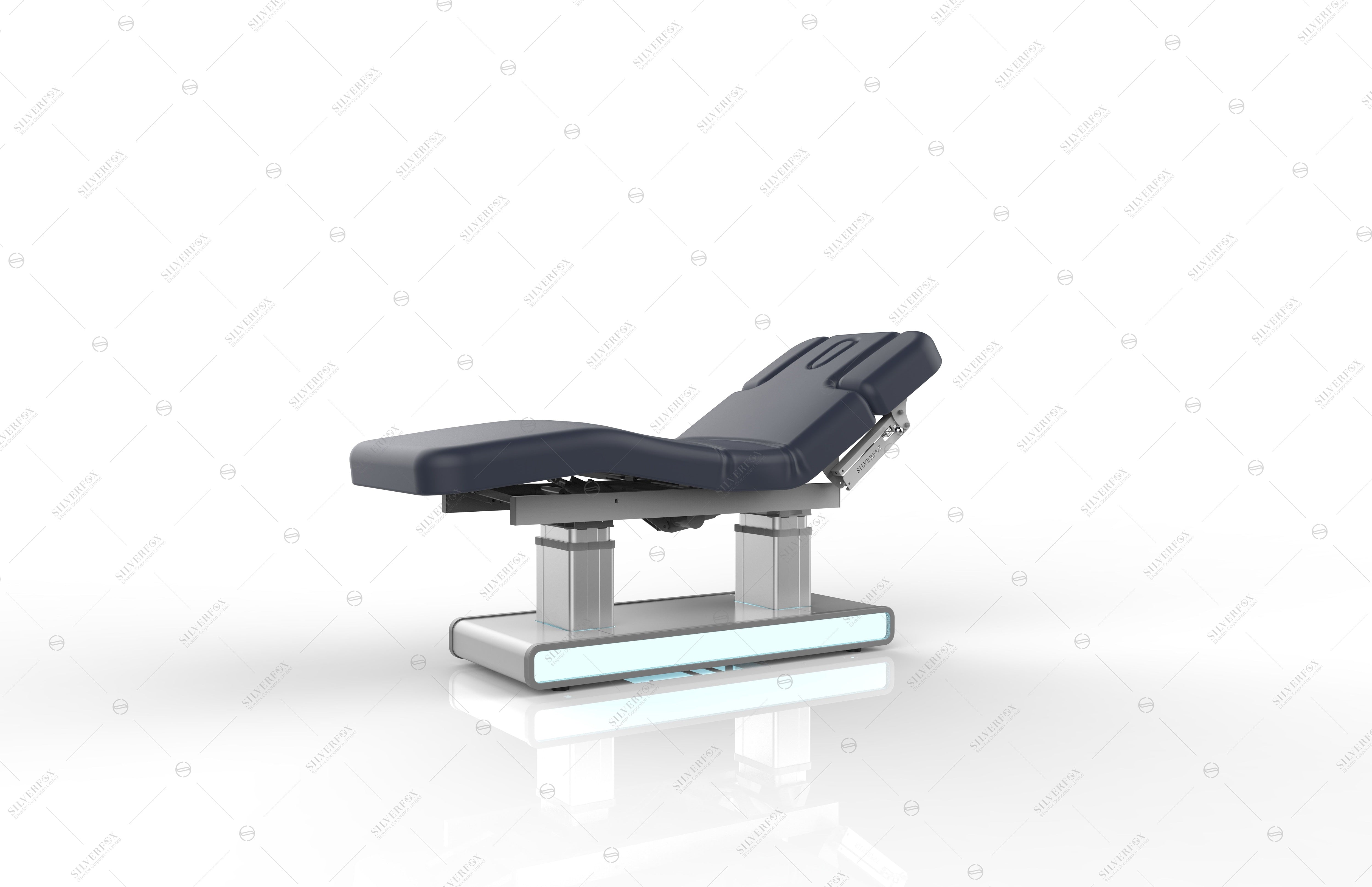 Silverfox America 2275 electric massage table with segmented cushion and sturdy metallic base.