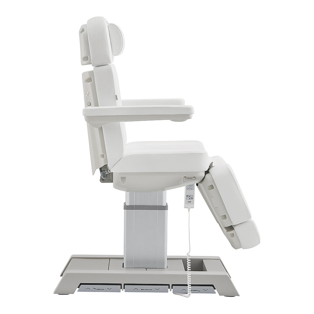 DIR Sydney Medical Chair – 4 motors, foot & hand remote, with armrests, side view.