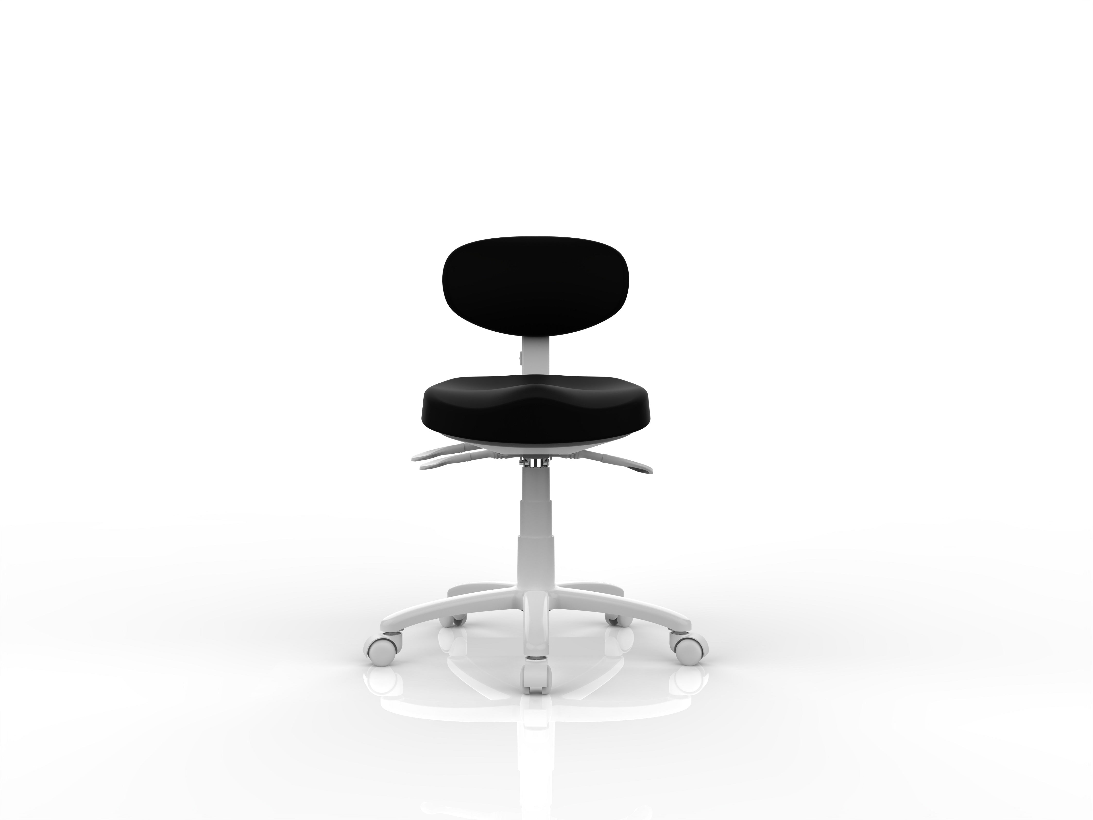 Silverfox America 8C01 stool with wheels, front view on white background.