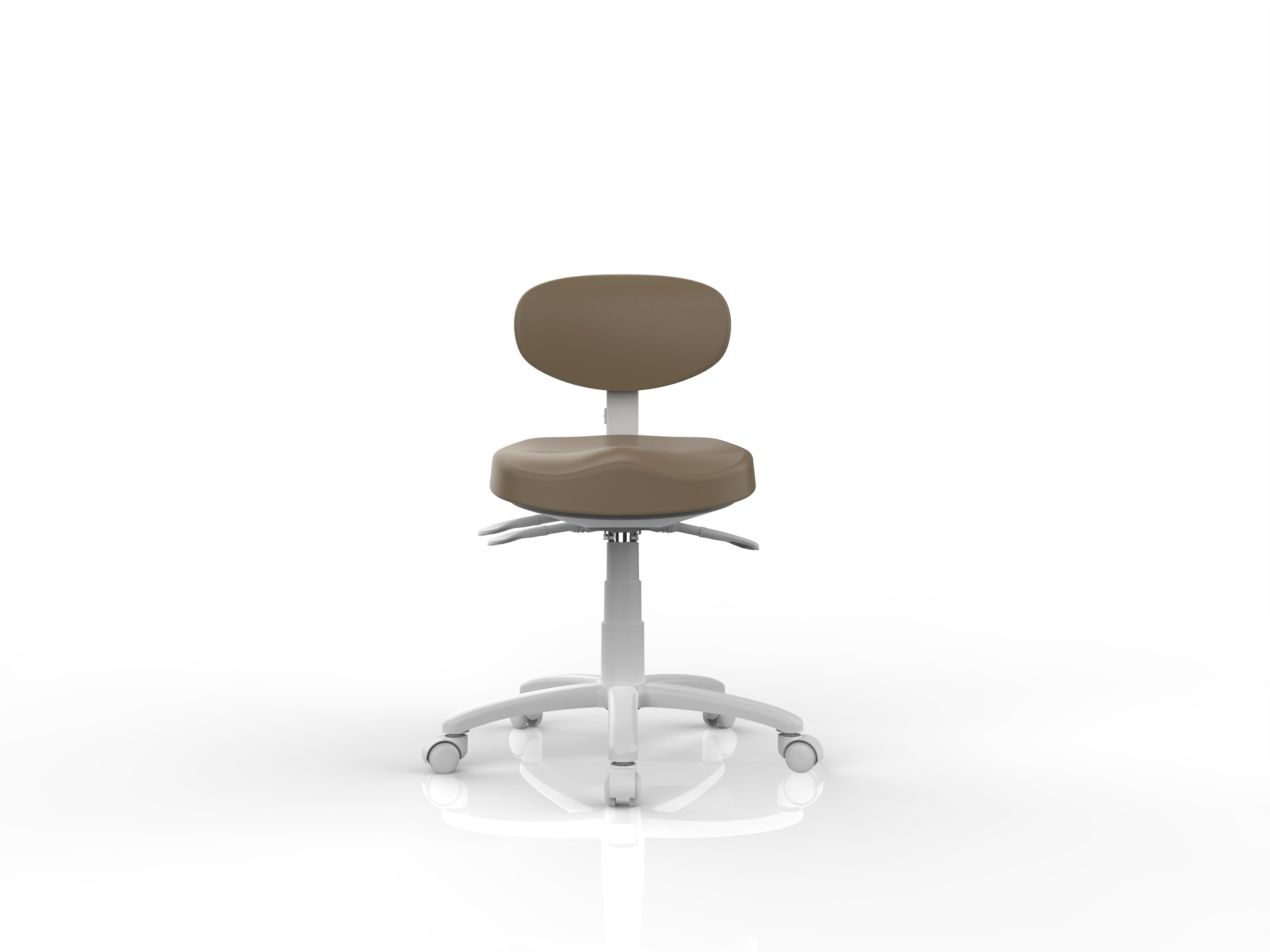 Silverfox America 8C01 Stool with backrest and wheels, centered on a white background.