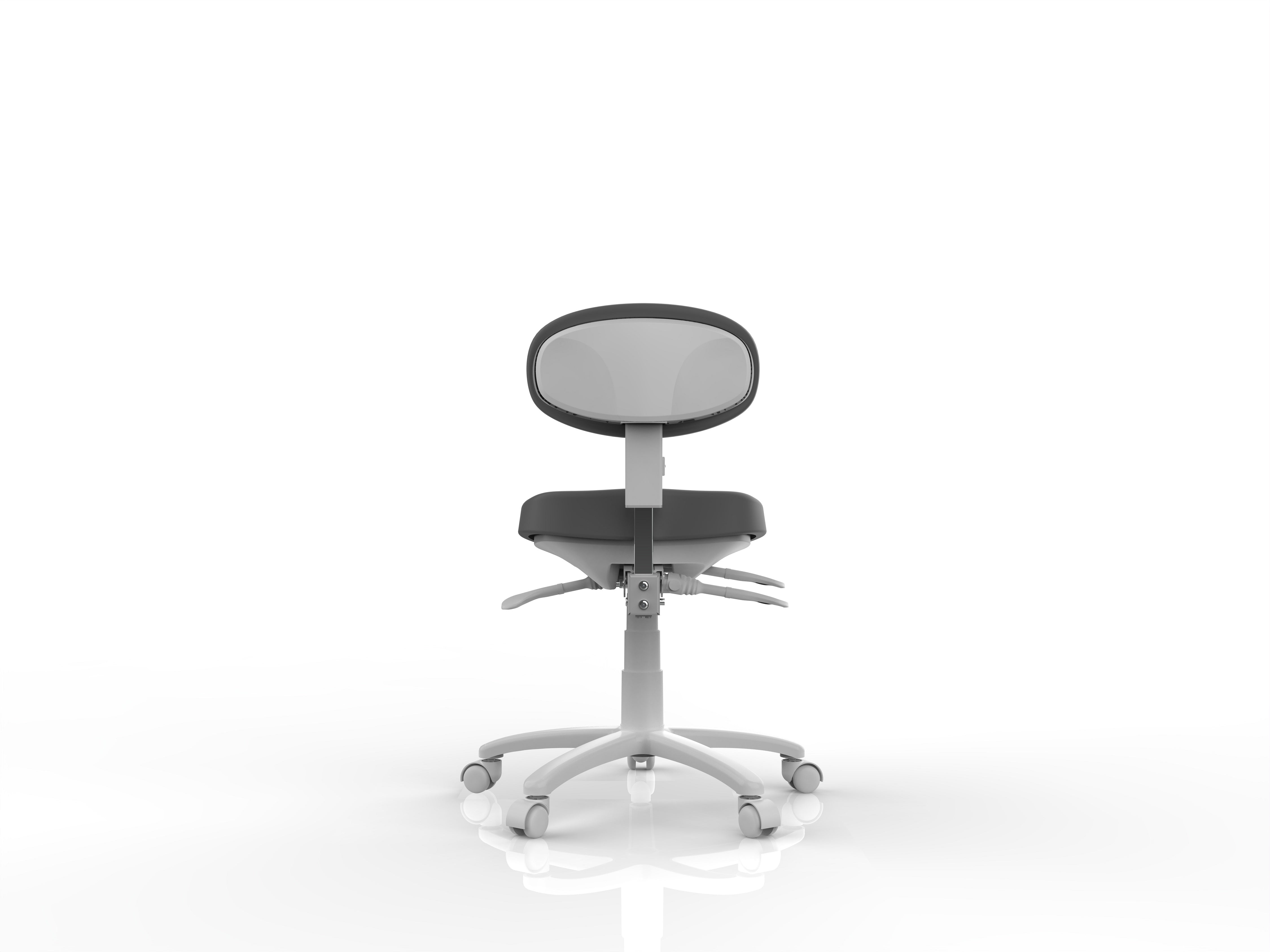 Silverfox America 8C01 Stool in black and gray, front view with wheels on white background.