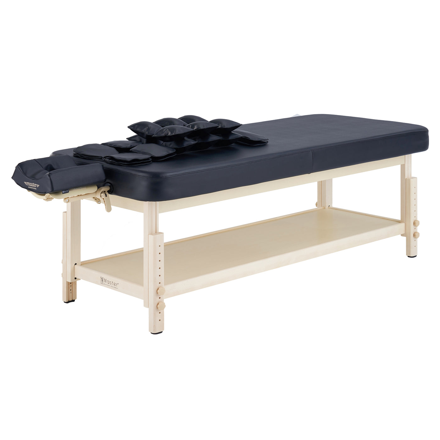 Master Massage AirMaster Airwave Table with headrest, cushions & shelf—perfect for stretching.